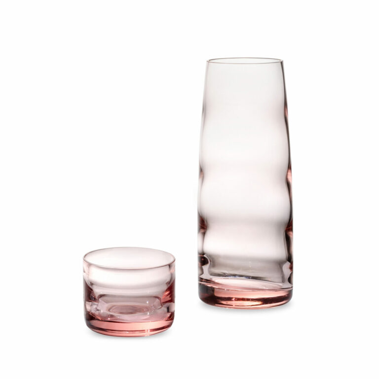 Carafe and low glass in red sand color
