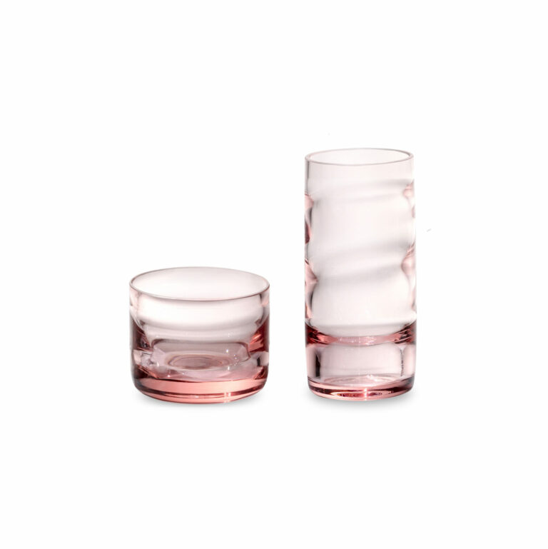 Low and tall crystal glass in Red Sand color