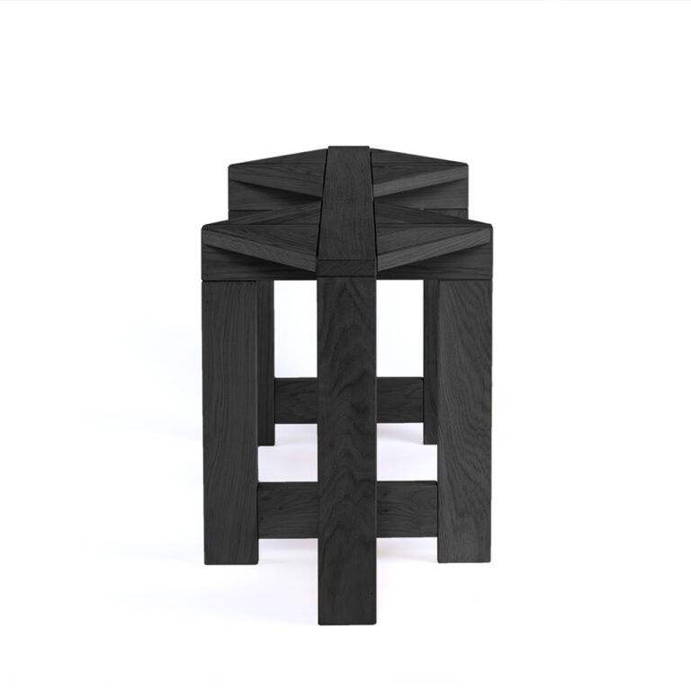Black Berber double stool from the side
