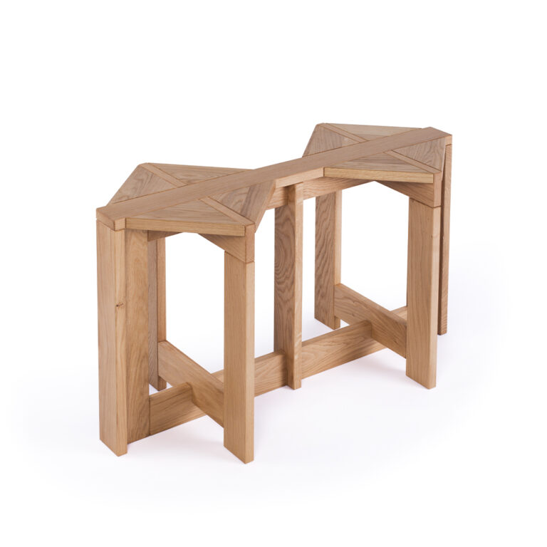 Berber double stool in natural oak wood