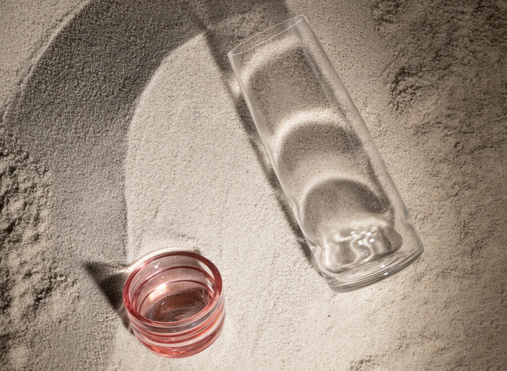 Dunes glassware in the sand