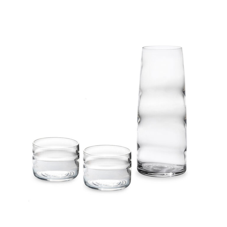 Set of crystal carafe and low glasses