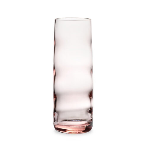 Crystal glass long vase in red sand color