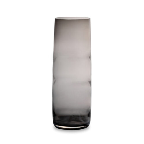 Crystal glass long vase in storm grey color