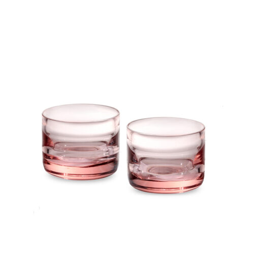 Set of two low crystal glasses in red sand color