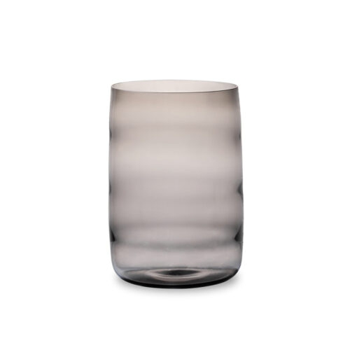 Crystal glass short vase in storm grey color