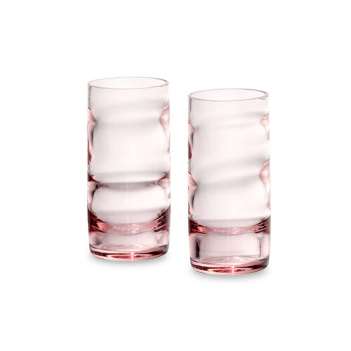 Set of two tall crystal glasses in red sand color