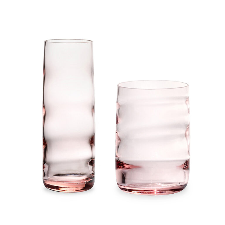 Dunes crystal glass vases in red sand color