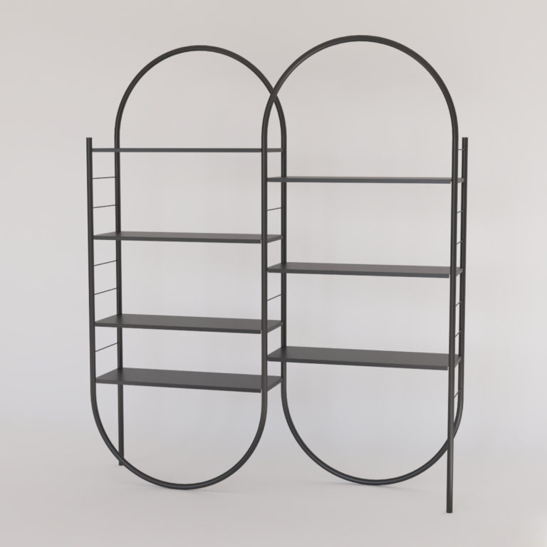 Inifini Shelving System - Double Module - Right Side - Black