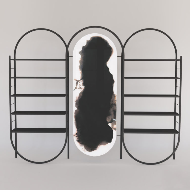 Inifini Shelving System - Mirror Module Black - Front